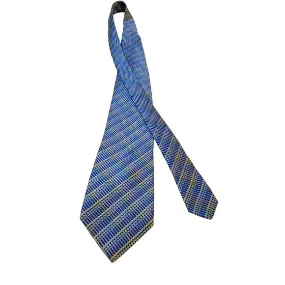 TED BAKER Blue Multicolor Geometric Stripe Silk Tie Neck Tie Neckwear USA - Picture 3 of 12